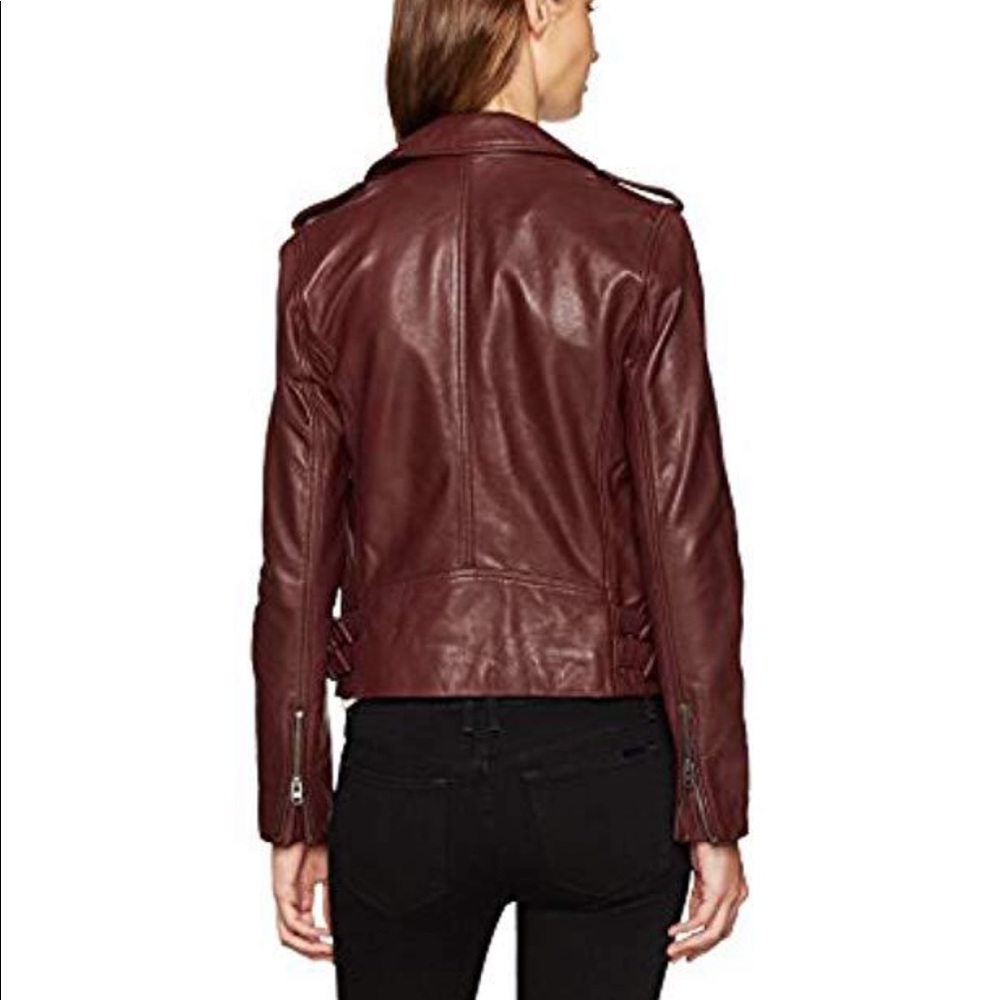 Lucky Brand Burgundy Leather Biker Jacket - Picture 4 of 6